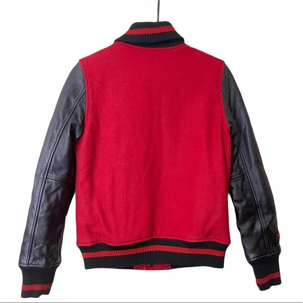 Moussy Bomber Jacket Women’s Red Embroidered Letterman Varsity Size 2 - Picture 2 of 8